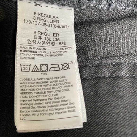 Gap Denim Jeans Boys Medium Size 8 Grey Wash Stretch Skinny Slim Fit Regular - Picture 6 of 12